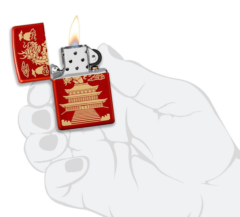 Zippo Lighter - Personalized Customize Message Engrave on Backside for Dragon Windproof Lighter Gold Plate Armor 29265
