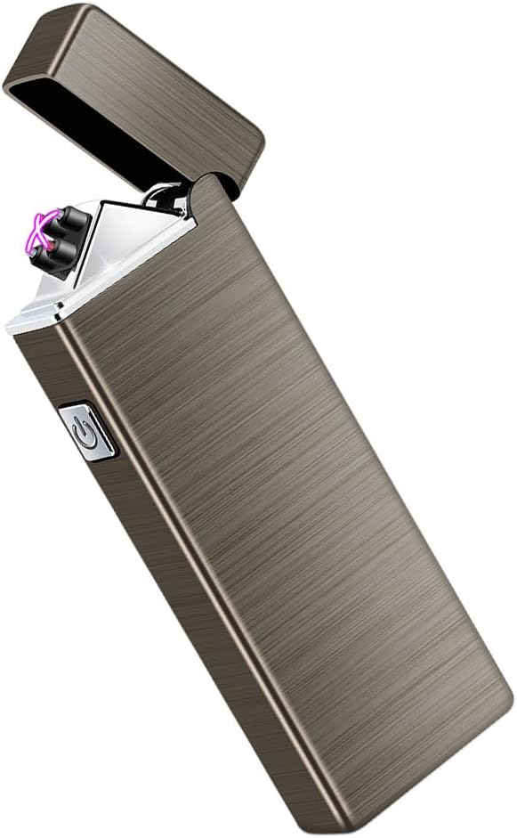 LcFun Fathers Day Dad Gifts, Electric Lighter USB Rechargeable Windproof Flameless Plasma Dual Arc Lighter