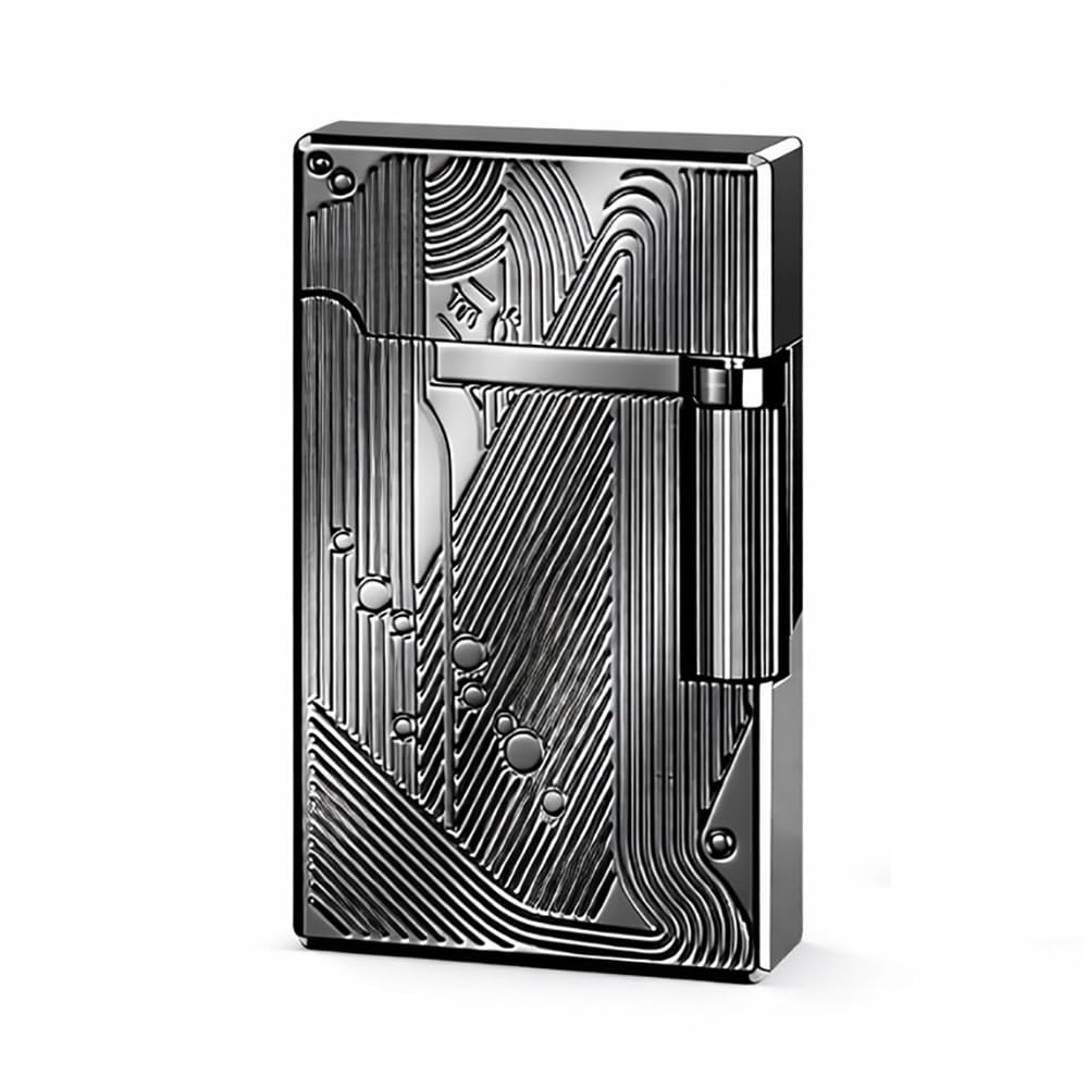 JIANCHEN Classic Metal EngravingButane Lighter, Refillable Soft Flame Flip-Top Lighter with Side Slide Ignition, Pocket Lighter for Daily Use or Gifting,Gold c