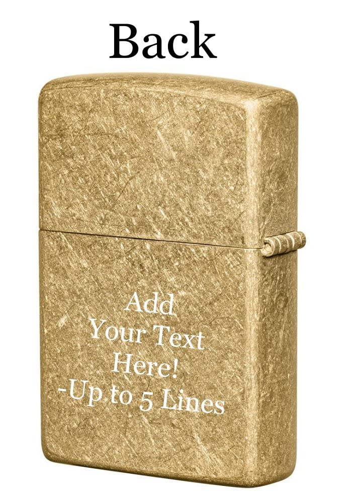 Zippo Lighter - Personalized Customize Message Engrave on Backside for Dragon Windproof Lighter Gold Plate Armor 29265