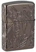 Zippo Windproof Lighter - Wicca Design, Multi Cut - Armor High Polish Black Finish - Refillable - Reusable - Windproof Design - Gift Box - Metal - Made in USA