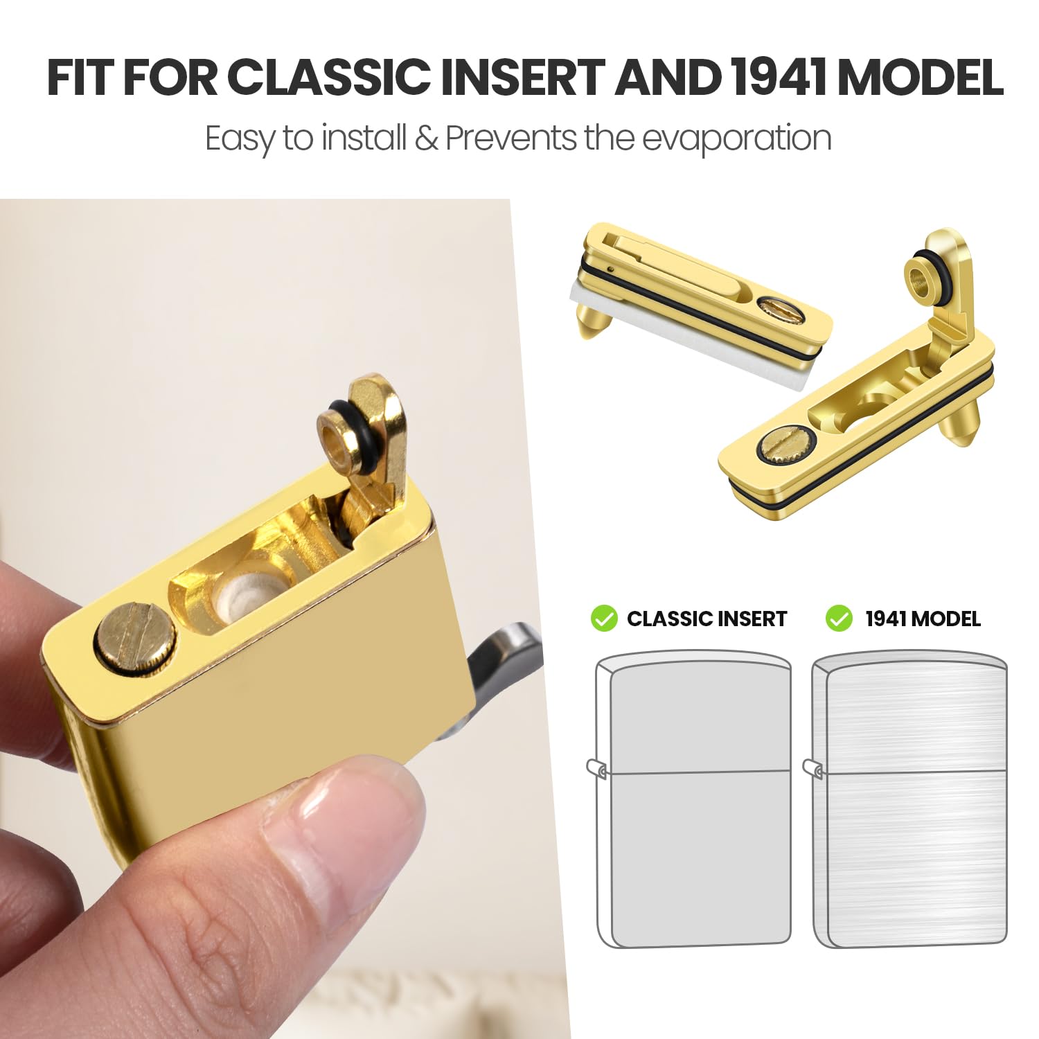 YUSUD Lighter Gasket Seal Compatible with Zippo, Metal Repair Kit with Cotton Felt Pad and Flint Slot, Lighter Fluid Anti-Evaporation Accessories for Lighter Insert, Replacement Parts