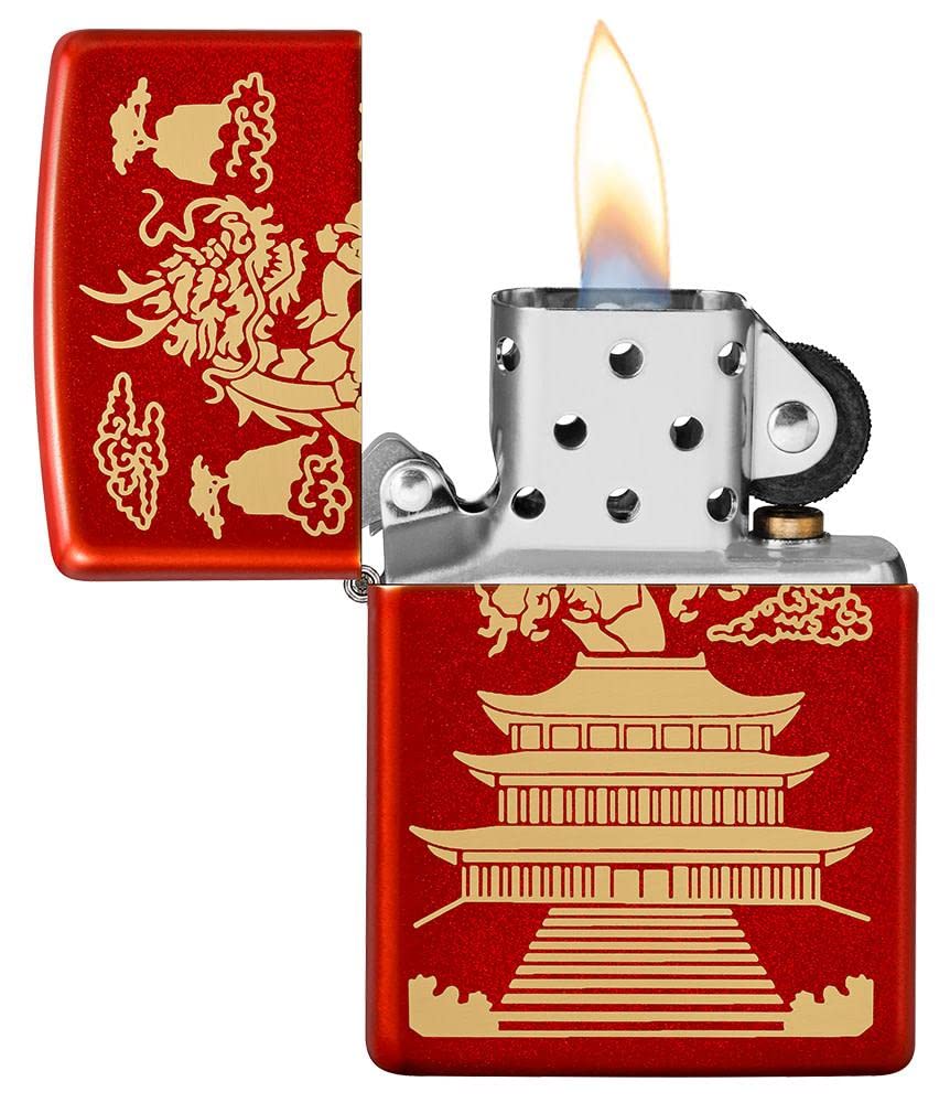 Zippo Lighter - Personalized Customize Message Engrave on Backside for Dragon Windproof Lighter Gold Plate Armor 29265