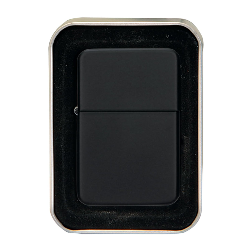 Thirsty Rhino Klik, Windproof Refillable Oil Wick Lighter with Vintage Flip Top and Aluminum Gift Case (Black)
