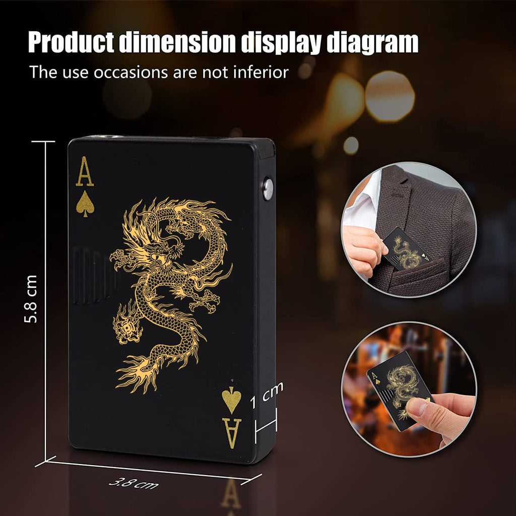 Jet Torch Lighter, Green Flame Dragon Card Lighter, Cool Poker Design Windproof Refillable Butane Lighter, for Outdoor, Indoor, Camping, BBQ, Candle, Birthday, Gift (Without Gas)