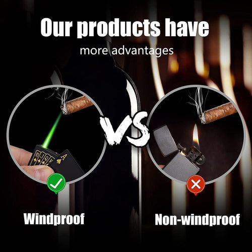 Jet Torch Lighter, Green Flame Dragon Card Lighter, Cool Poker Design Windproof Refillable Butane Lighter, for Outdoor, Indoor, Camping, BBQ, Candle, Birthday, Gift (Without Gas)