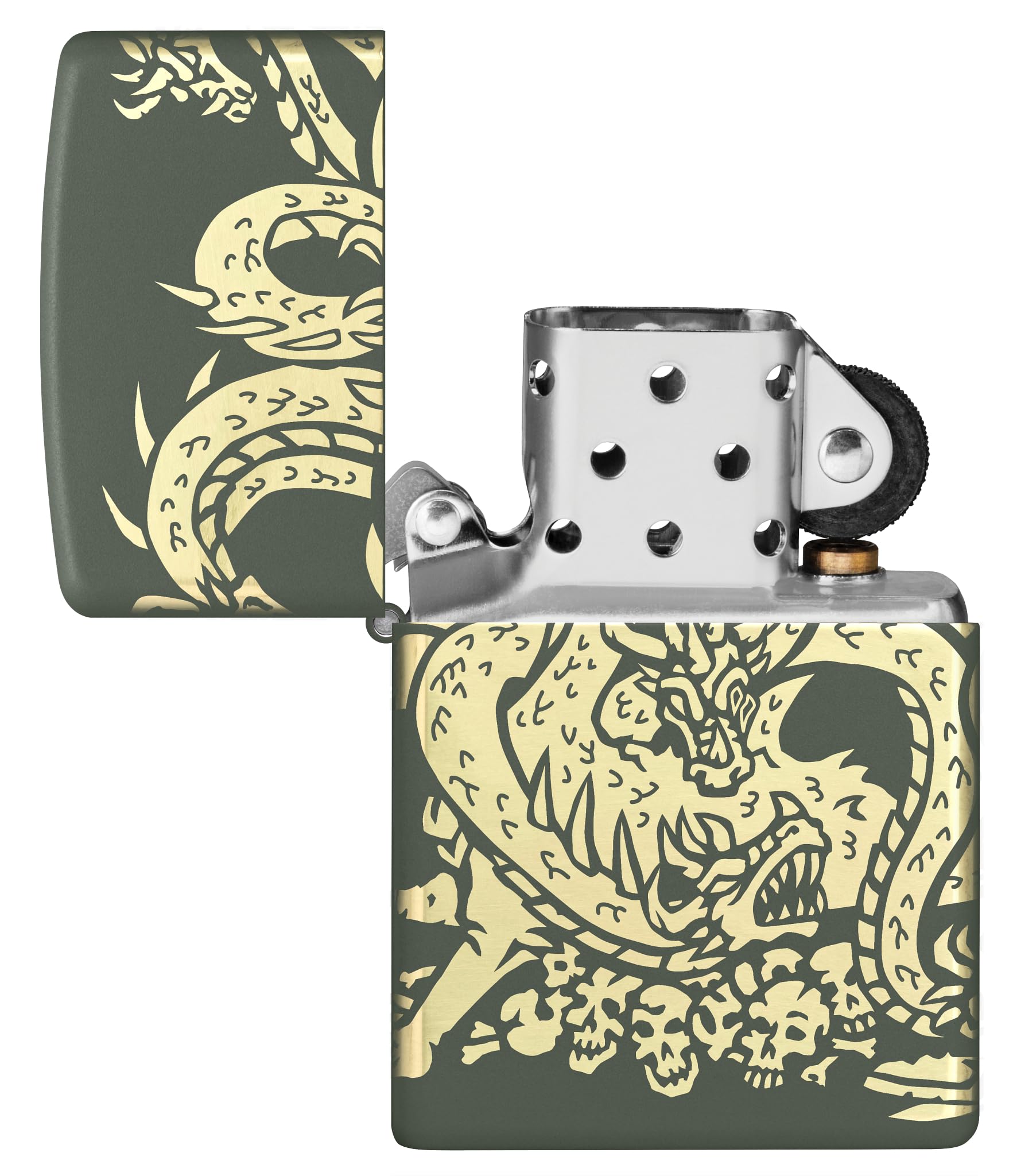 Zippo Dragon Fusion Design 540 Tumbled Brass Pocket Lighter