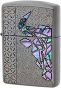 Zippo Lighter with Special Sticker, Windproof, Brass, Armor Zippo, Shell, Plating Coating, Etched, Double Sided, Serial Number, Black, Gift, Present
